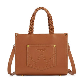 Wrangler Brown Floral Print Braided Tote Bag