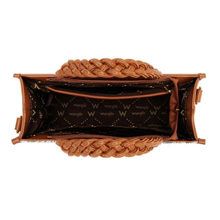 Wrangler Brown Floral Print Braided Tote Bag