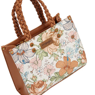 Wrangler Brown Floral Print Braided Tote Bag