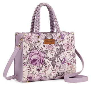 Wrangler Light Purple Floral Print Braided Tote Bag