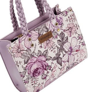 Wrangler Light Purple Floral Print Braided Tote Bag