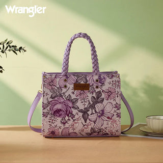 Wrangler Light Purple Floral Print Braided Tote Bag