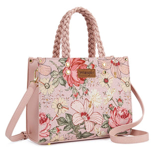 Wrangler Pink Floral Print Braided Tote Bag