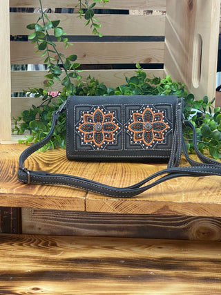 Western Bloom Embroidered Phone Wallet Crossbody