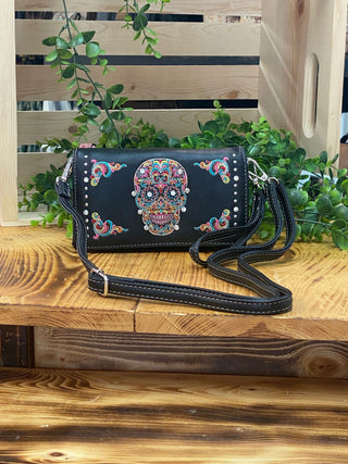 Western Soul Sugar Skull Crossbody Wallet