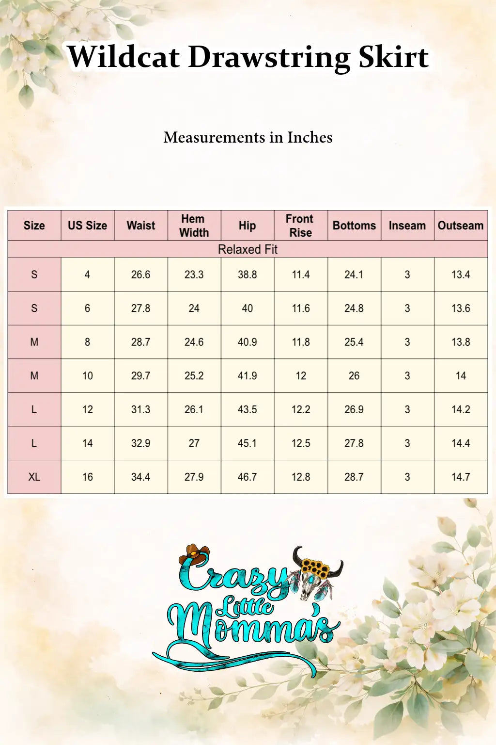 Size chart