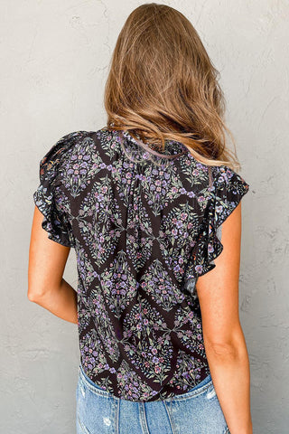 Back of Wildflower Whispers Ruffle Blouse