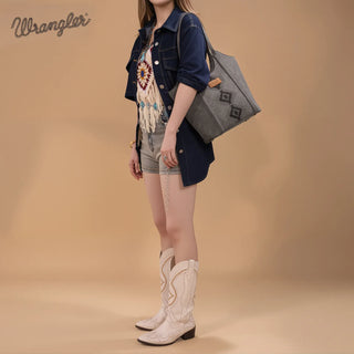 Wrangler Aztec Embroidered Tote Bag Wallet Set