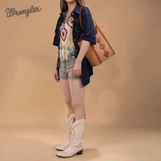 Wrangler Aztec Embroidered Tote Bag Wallet Set