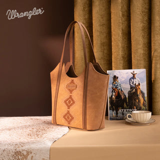 Wrangler Aztec Embroidered Tote Bag Wallet Set