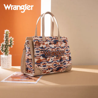 Wrangler Aztec Print Tote/Crossbody and Wallet Set -Khaki