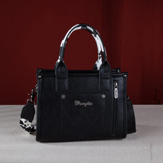 Wrangler Black Cow Print Concealed Carry 3-Piece Tote, Crossbody, and Wallet Set