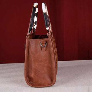 Wrangler Brown Cow Print Concealed Carry 3-Piece Tote, Crossbody, and Wallet Set