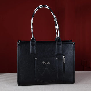 Wrangler Black Cow Print Concealed Carry 3-Piece Tote, Crossbody, and Wallet Set