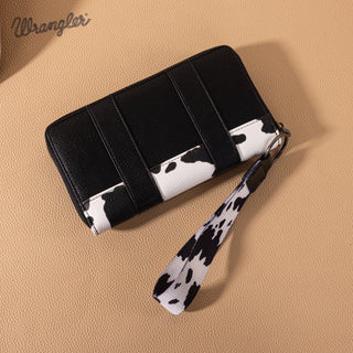 Wrangler Black Cow Print Concealed Carry 3-Piece Tote, Crossbody, and Wallet Set