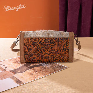 Wrangler Genuine Hair-On Cowhide Tote/Crossbody and Wallet Set - Brown