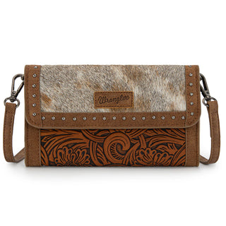 Wrangler Genuine Hair-On Cowhide Tote/Crossbody and Wallet Set - Brown
