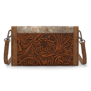 Wrangler Genuine Hair-On Cowhide Tote/Crossbody and Wallet Set - Brown