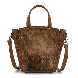 Wrangler Genuine Hair-On Cowhide Tote/Crossbody and Wallet Set - Brown