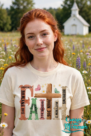 Faith graphic tee on a natural shirt