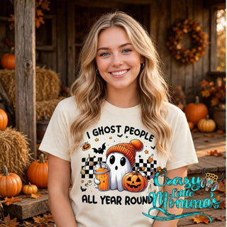 Ghost All Year graphic tee on a natural shirt